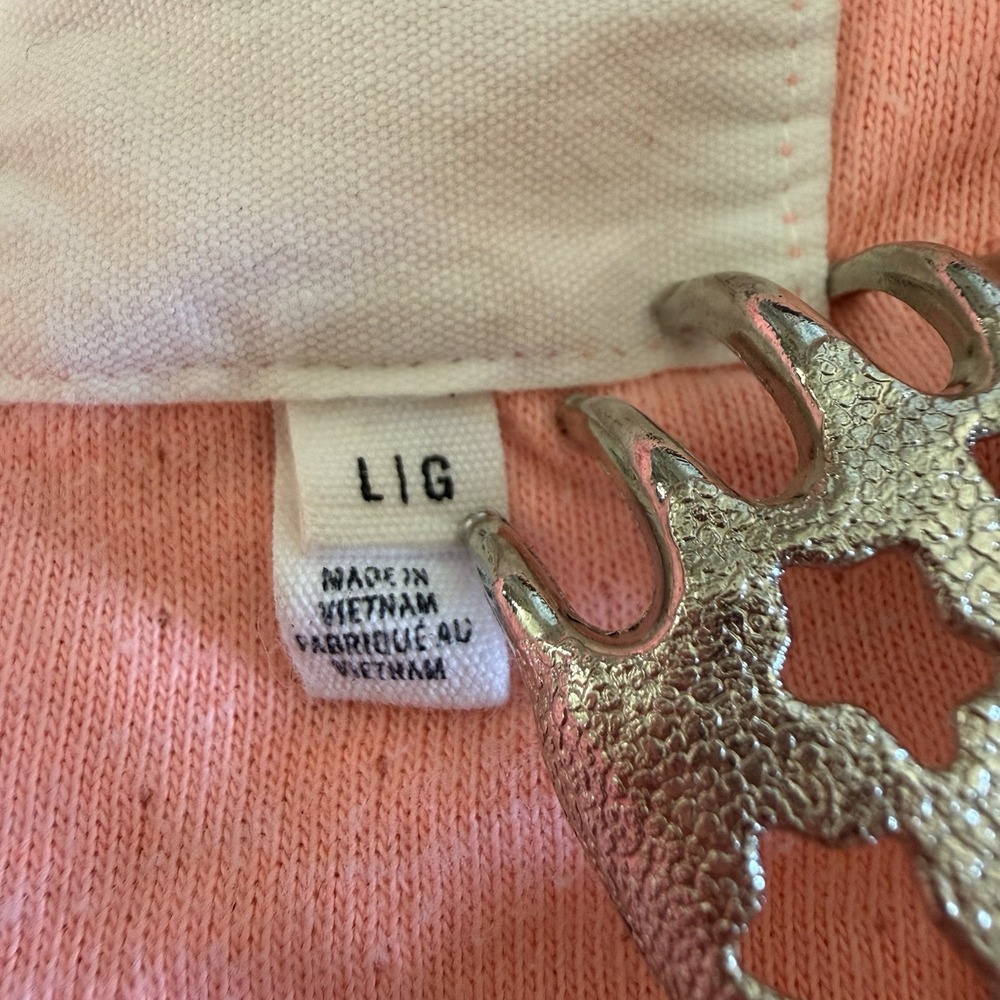 Aerie Polo Sweatshirt Women's L Coral Pink Slub Knit V-Neck Relaxed Athleisure - Picture 5 of 10